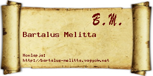 Bartalus Melitta névjegykártya